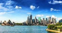 Cityscape of Sydney Downtown and Harbor Bridge