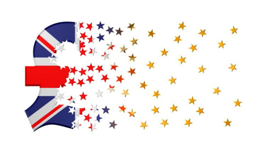 Pound Sterling Sign Falling Apart To Gold Stars