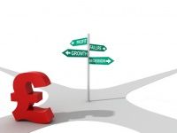 Pound sign economics road direction sign concept