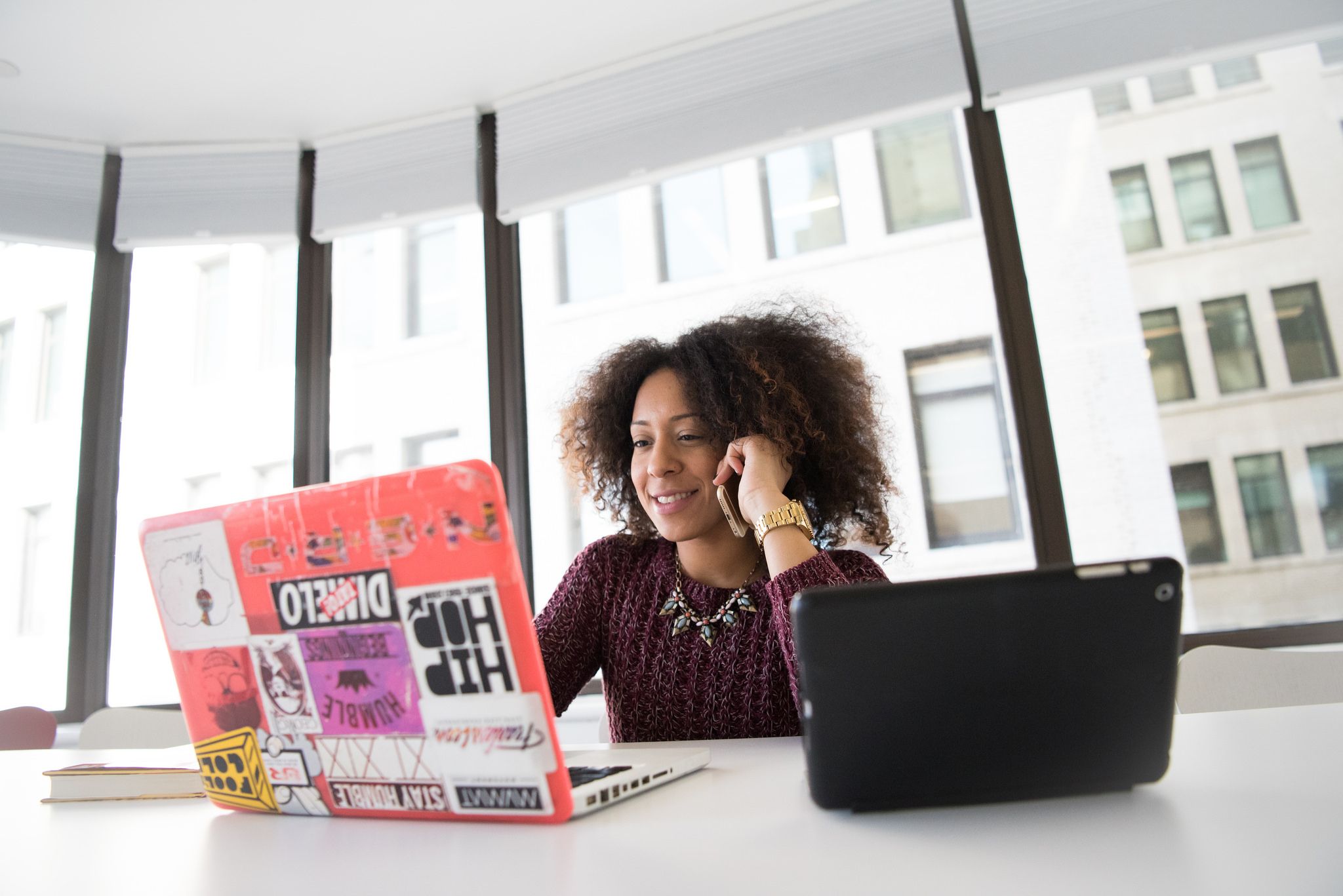 business woman working on a computer
