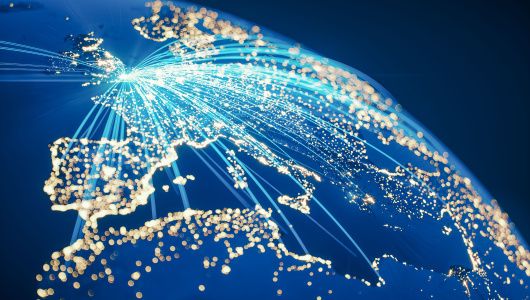 Global Communication From United Kingdom (World Map Credits To NASA)